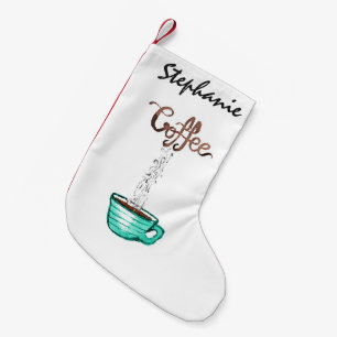 Petite Chaussette De Noël Tasse d'aquarelle mignonne de café chaude et