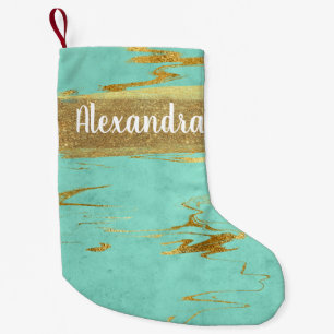 Petite Chaussette De Noël Teal en bon état et parties scintillantes et