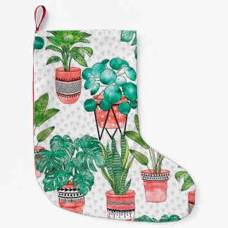 Petite Chaussette De Noël Terra cotta Pots Aquarelle Maison Plantes sans cou