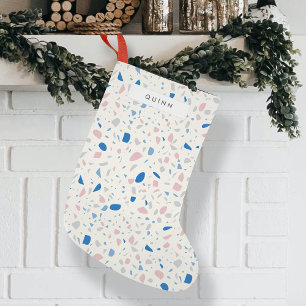 Petite Chaussette De Noël Terrazzo Motif Neutre Naturel Élégant