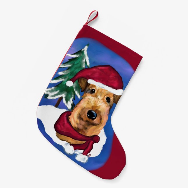 Petite Chaussette De Noël Terrier Airedale (Devant (Accrochage))
