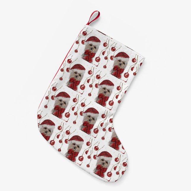 PETITE CHAUSSETTE DE NOËL TERRIER DU YORKSHIRE  (Devant (Accrochage))