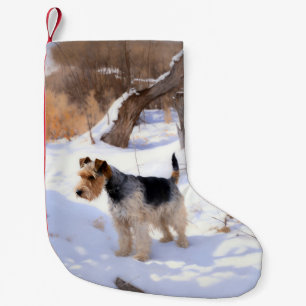 Petite Chaussette De Noël Terrier Fox Wire Qu'il neige Noël 