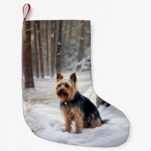 Petite Chaussette De Noël Terrier Silky laisse tomber la neige de Noël 