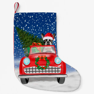 Petite Chaussette De Noël Tervueren de Boston Conduisant une Voiture dans la