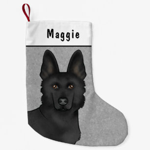 Petite Chaussette De Noël Tête De Chien Allemand Noir Et Nom Personnalisé