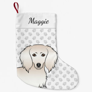 Petite Chaussette De Noël Tête de chien cartoon mignon teckel à poils longs