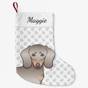 Petite Chaussette De Noël Tête de chien Dachshund à poil lisse Isabella et T
