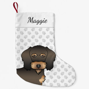 Petite Chaussette De Noël Tête de chien de dessin animé Dachshund à poil dur