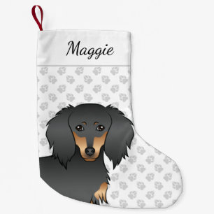Petite Chaussette De Noël Tête de chien de dessin animé Dachshund à poil lon
