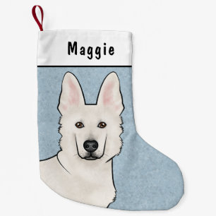 Petite Chaussette De Noël Tête de chien mignonne Berger Blanc Suisse GSD bla