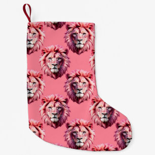 Petite Chaussette De Noël Tête de lion rose motif animal design rose