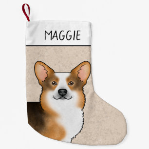 Petite Chaussette De Noël Tête de Tri Pembroke Welsh Corgi roux Nom