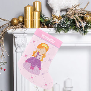 Petite Chaussette De Noël Tête rouge mignonne princesse fille Coeurs roses P