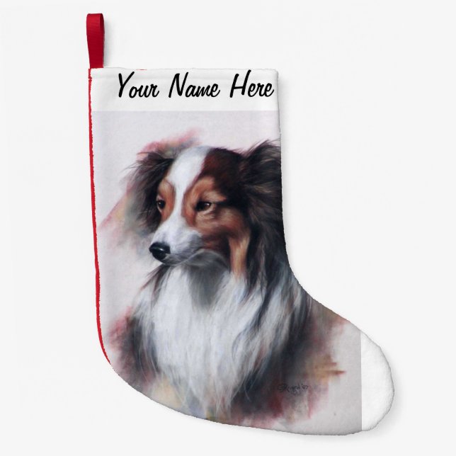 Petite Chaussette De Noël Tête Shetland Sheepdog (Devant)