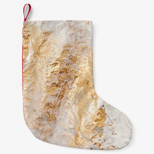 Petite Chaussette De Noël Tex Arrière - plan Peint Moderne Blanc Et Or (Devant)