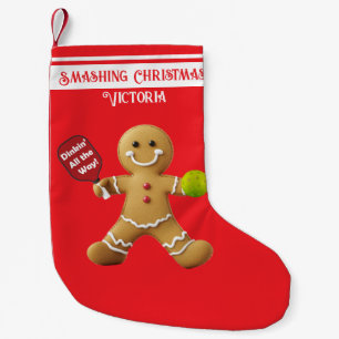 Petite Chaussette De Noël Texte personnalisé Pickleball Gingerbread Cheer