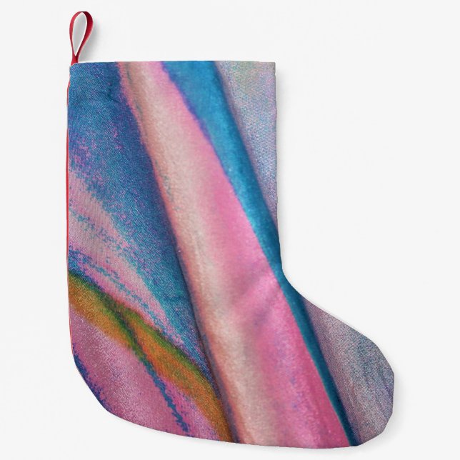Petite Chaussette De Noël textile bleu rose (Devant)