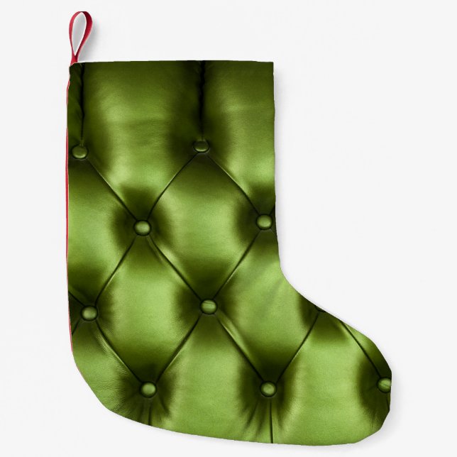 Petite Chaussette De Noël texture Arrière - plan du capitone vert foncé auth (Devant)