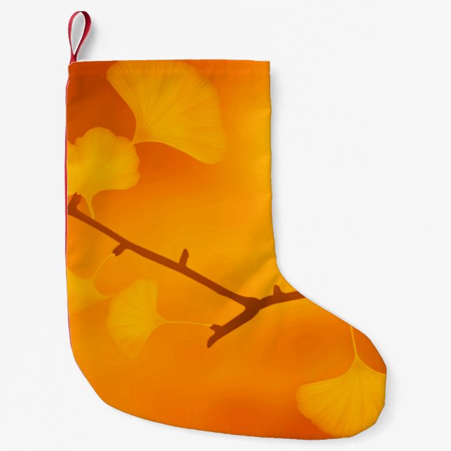 Petite Chaussette De Noël Texture arrière - plan ginkgo (Devant)