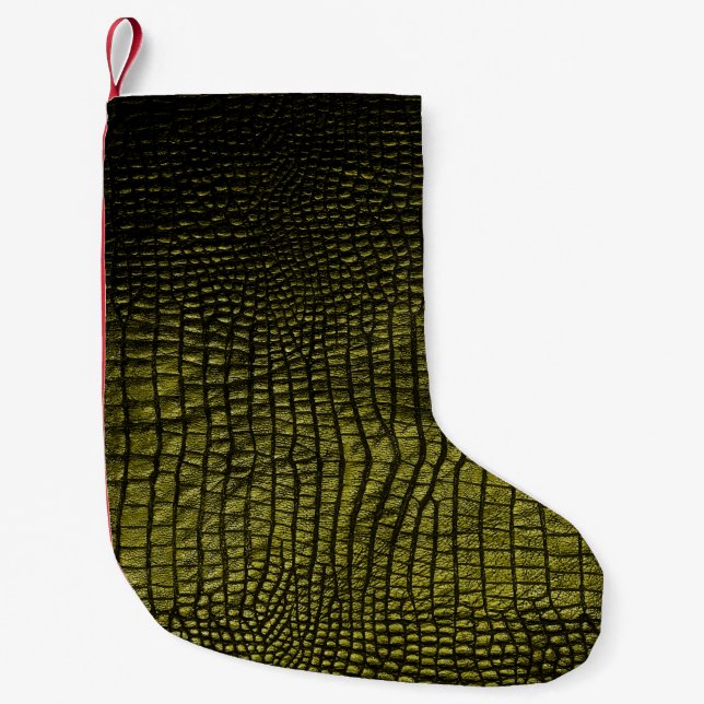 Petite Chaussette De Noël Texture de crocodile foncé de luxe (Devant)