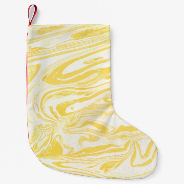 Petite Chaussette De Noël Texture de marbre jaune. Main dessinée (Devant)