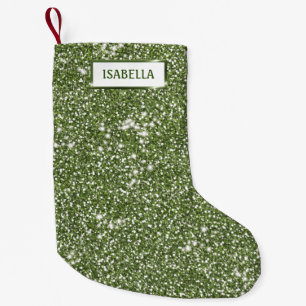 Petite Chaussette De Noël Texture de scintillement vert faux avec nom person