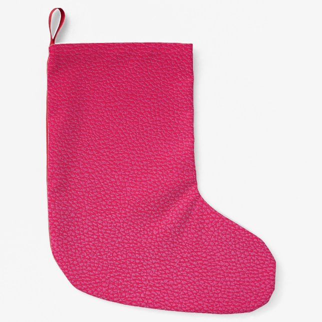 Petite Chaussette De Noël Texture De Tissu Rose De Luxe. (Devant)