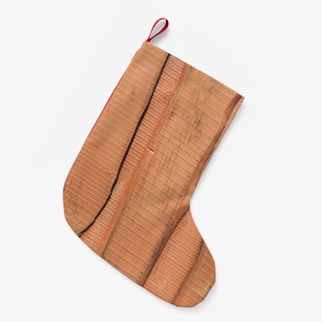 Petite Chaussette De Noël Texture en bois (Devant (Accrochage))
