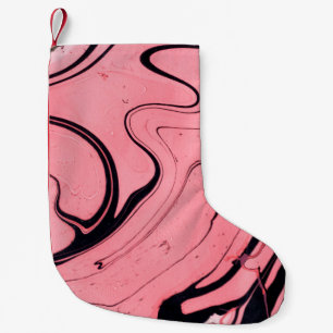 Petite Chaussette De Noël Texture en marbre rose et noir. Peint à la main
