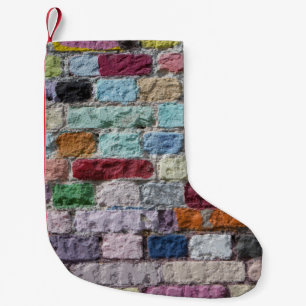 Petite Chaussette De Noël Texture murale en brique peinte colorée