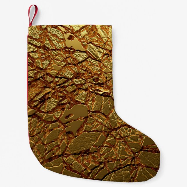 Petite Chaussette De Noël Texture or de luxe. (Devant)
