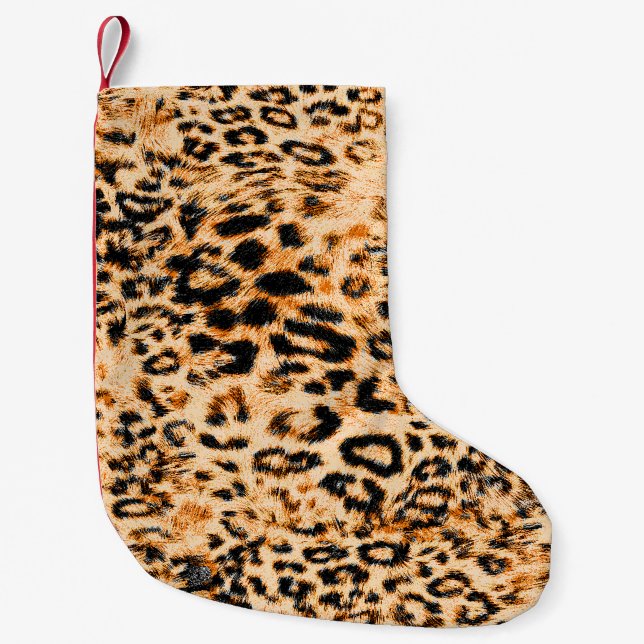Petite Chaussette De Noël Texture peau léopard, motif léopard (Devant)