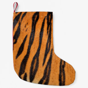 Petite Chaussette De Noël Texture réaliste de la peau du tigre.