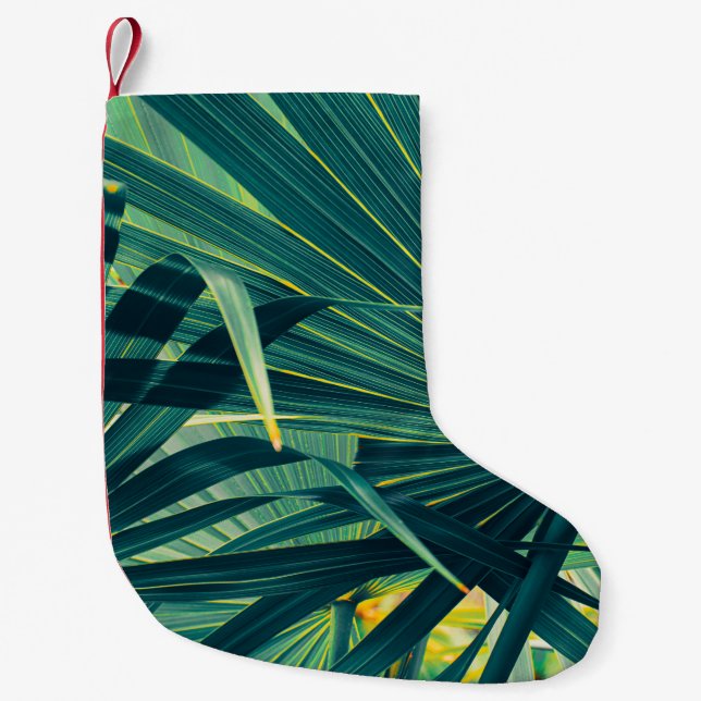Petite Chaussette De Noël Texture tonique à feuille de palme striée (Devant)