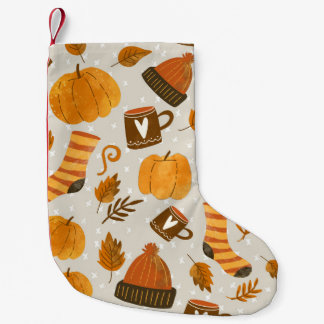 Petite Chaussette De Noël Thème d'automne Motif en mosaïque
