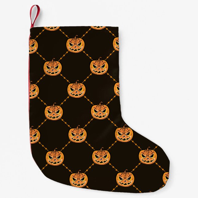 Petite Chaussette De Noël Thème de la fête d'Halloween citrouille. (Devant)