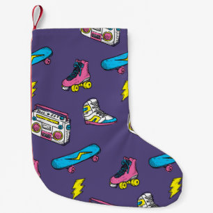 Petite Chaussette De Noël Thème rétro du skateboard Basket vintage