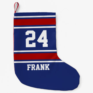 Petite Chaussette De Noël Thème sportif bleu et rouge