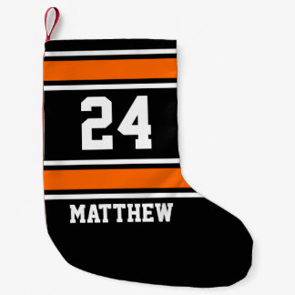 Petite Chaussette De Noël Thème sportif noir et orange