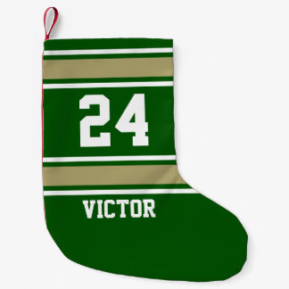 Petite Chaussette De Noël Thème sportif vert et or