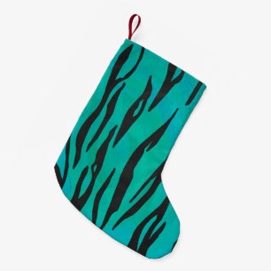Petite Chaussette De Noël Tiger noir et Turquoise