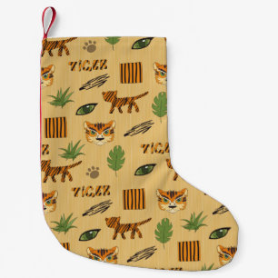 Petite Chaussette De Noël Tigre de dessin animé : Motif des enfants gai.