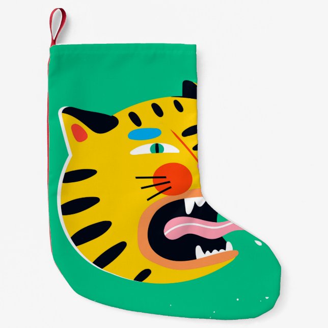 Petite Chaussette De Noël Tigre drôle Abstrait (Devant)