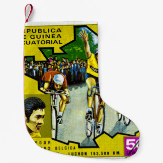 Petite Chaussette De Noël Timbre historique des cyclistes de Guinée équatori