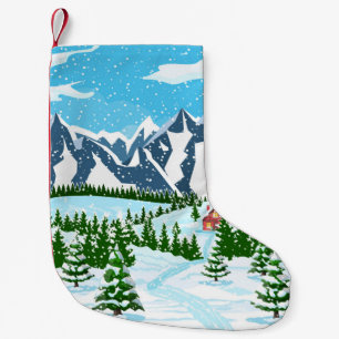 Petite Chaussette De Noël tissage géométrique rhombus fait à la main avec le