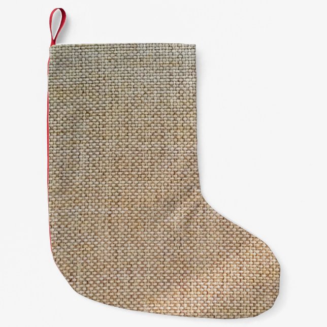 Petite Chaussette De Noël Tissu arrière - plan marron textile (Devant)