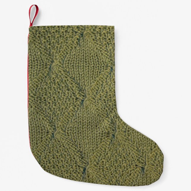 Petite Chaussette De Noël Tissu tricoté vert : texture rapprochée (Devant)