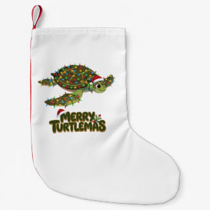 Petite Chaussette De Noël Tortue de mer Chapeau du Père Noël Lumières de Noë
