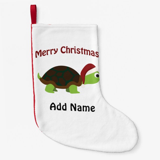 Petite Chaussette De Noël Tortue personnalisable de Joyeux Noël (Devant)
